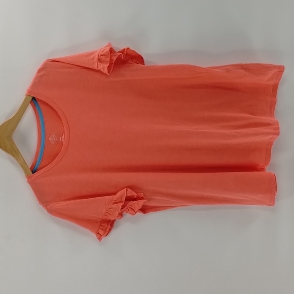 St. John's Bay coral ruffle short sleeve top 100% cotton size XXLT - Picture 1 of 5